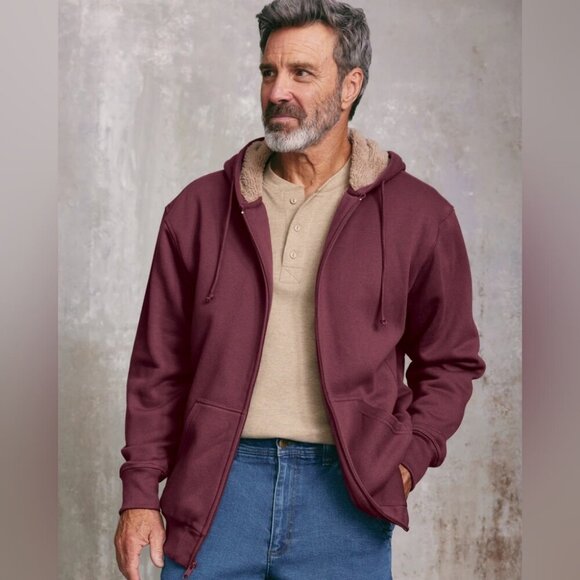 new JOHN BLAIR mens 3XL Supreme Fleece Sherpa Lined Hoodie zip up sweatshirt - Picture 1 of 6